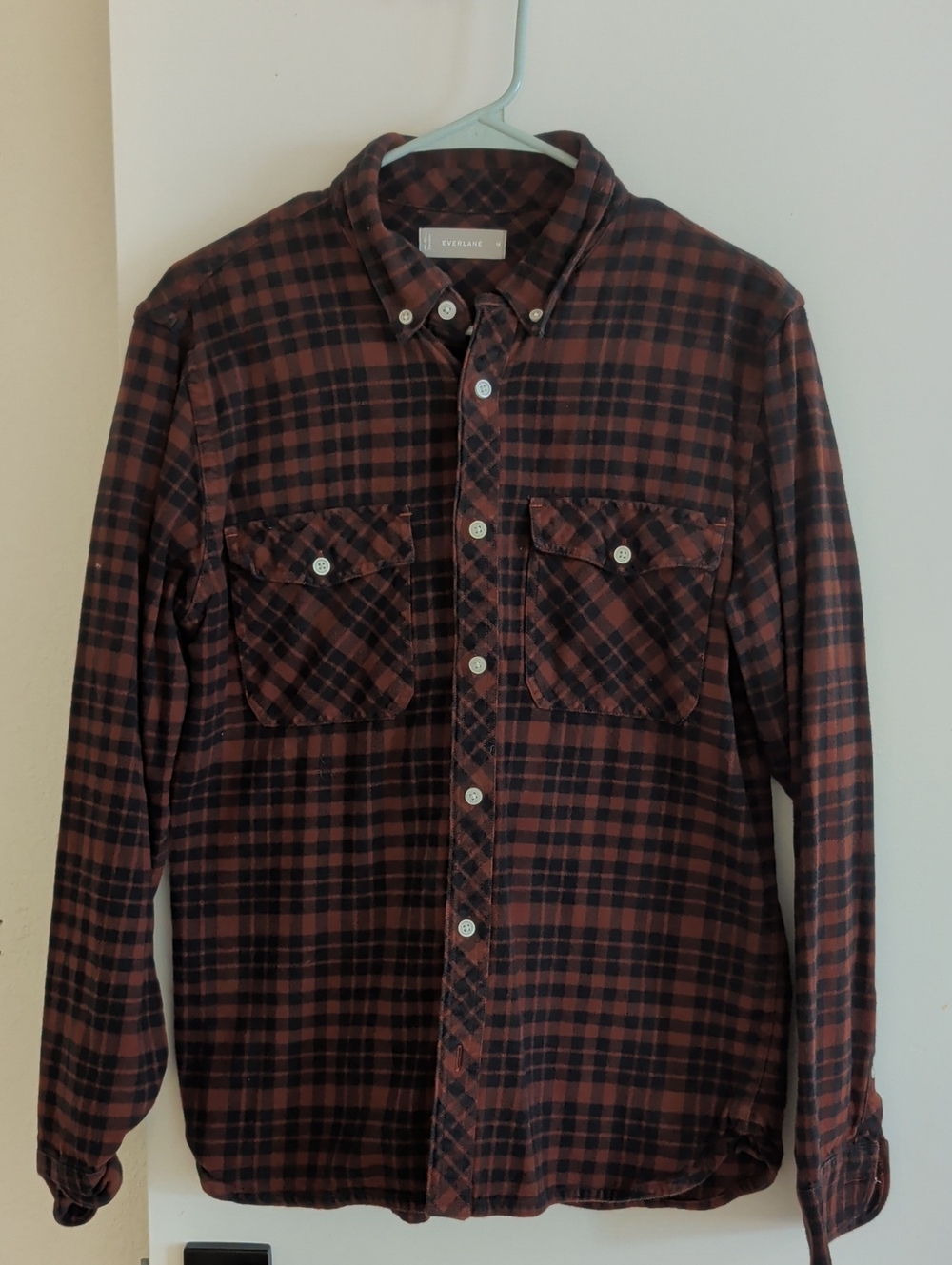 Everlane Slim Fit Red and Black Plaid Button-Down Shirt